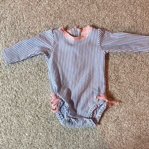 Ruffle Butts Pink and Blue Striped Swimsuit